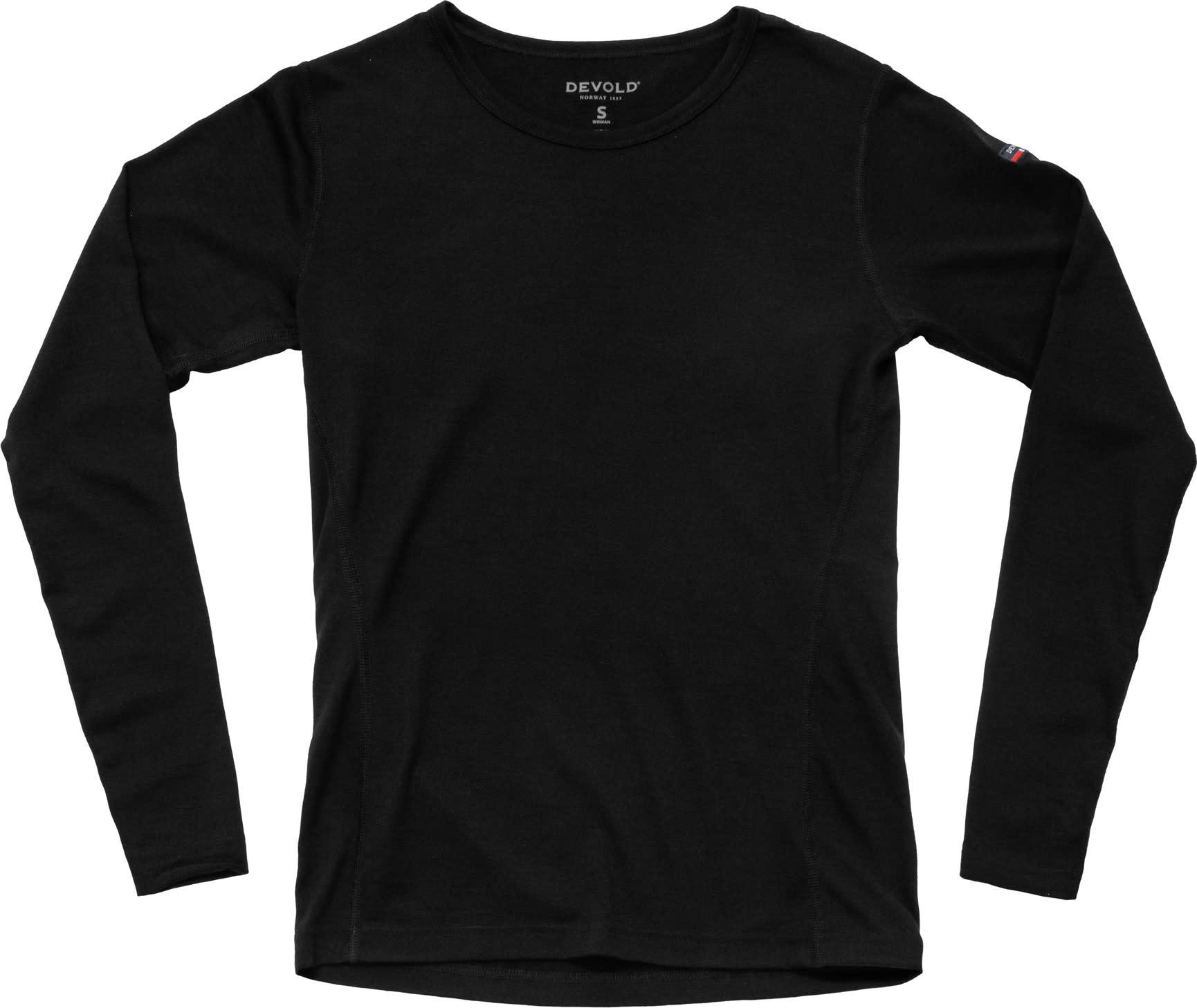 Svart Devold Breeze Merino 150 langermet ulltrøye til dame