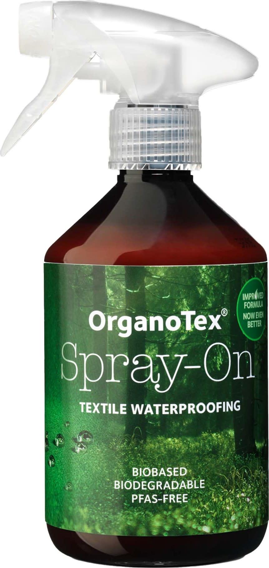 Flaske med OrganoTex Spray-On Textile Waterproofing for skallklær